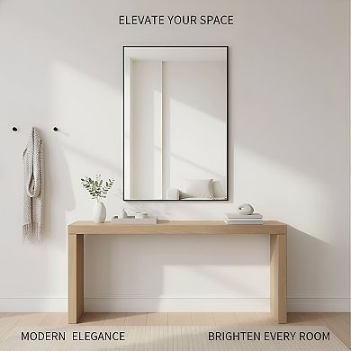 KSIZUIS 24"x32" Black Rectangle Vanity Mirror with Aluminum Frame - Hangs Horizontal/Vertical