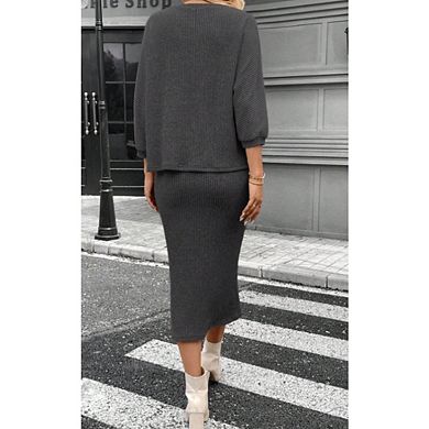 Women's Long Sleeve Crewneck Bodycon Sweater Casual Dress