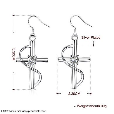 Women's Cross Snake Wrap Dangle Earrings Cubic Zirconia Religious Drop Earrings