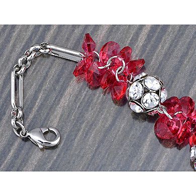 Silvery Tone Clump Floral Cluster Berry Crystal Bracelet Bangle