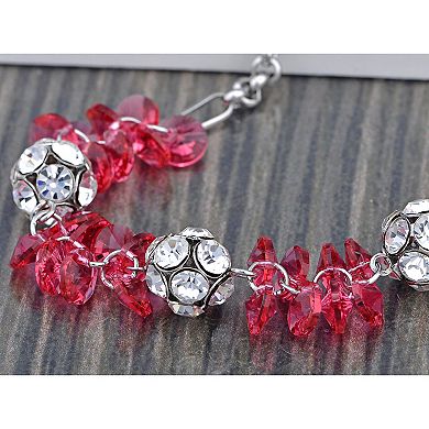 Silvery Tone Clump Floral Cluster Berry Crystal Bracelet Bangle