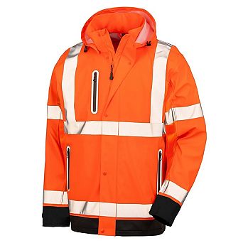 Result Genuine Mens Prism Hi-Vis Heavy Duty Hooded Jacket
