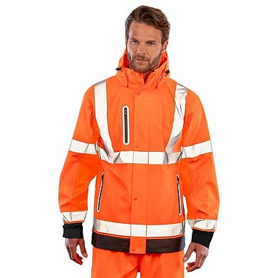 Result Genuine Mens Prism Hi-Vis Heavy Duty Hooded Jacket
