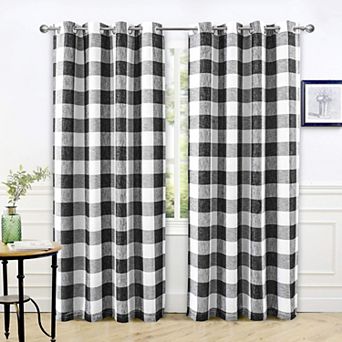 DriftAway Buffalo Plaid Blackout Curtains Linen Farmhouse Thermal Insulated Fabric
