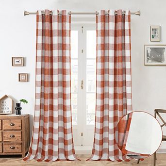 DriftAway Buffalo Plaid Blackout Curtains Linen Farmhouse Thermal Insulated Fabric