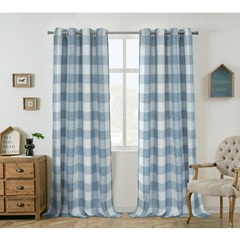 DriftAway Buffalo Plaid Blackout Curtains Linen Farmhouse Thermal Insulated Fabric
