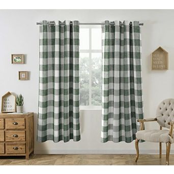 DriftAway Buffalo Plaid Blackout Curtains Linen Farmhouse Thermal Insulated Fabric