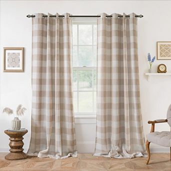 DriftAway Buffalo Plaid Blackout Curtains Linen Farmhouse Thermal Insulated Fabric
