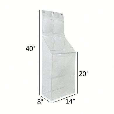 Multi-Scene Hanging Mesh Laundry Basket with 4 Pockets and Main Compartment