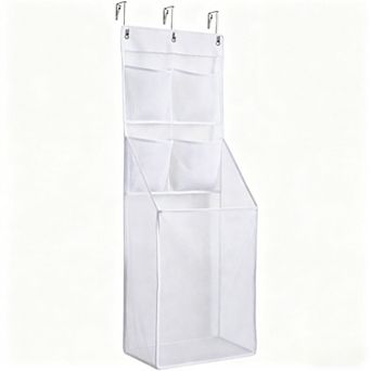 Multi-Scene Hanging Mesh Laundry Basket with 4 Pockets and Main Compartment