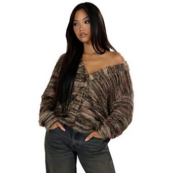 Women's Oversized Sweaters Button Down Long Sleeve Drop Shoulder Knit Outerwear Coat