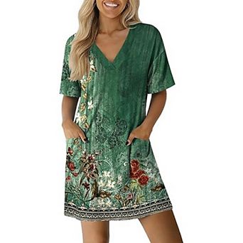 Ekouaer Nightgowns for Women Sleep Shirt V Neck Night Gown Soft Pajamas Dress Casual Sleepwear