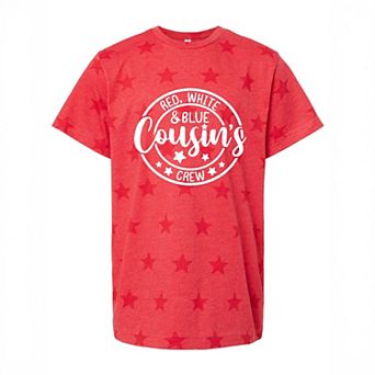 Red White And Blue Cousin's Crew - Youth Short Sleeve Star Tee