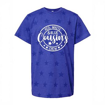 Red White And Blue Cousin's Crew - Youth Short Sleeve Star Tee