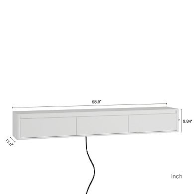 GOODSILO Wall-Mounted TV Console with Integrated LED Lighting and Built-in Power Socket