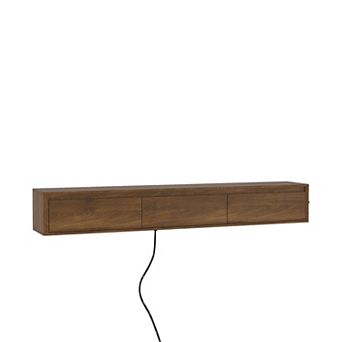 GOODSILO Wall-Mounted TV Console with Integrated LED Lighting and Built-in Power Socket