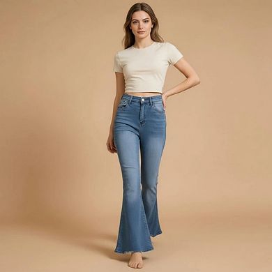 Women's Bell Bottom Flare Jeans High Waist Trendy Casual Denim Pants