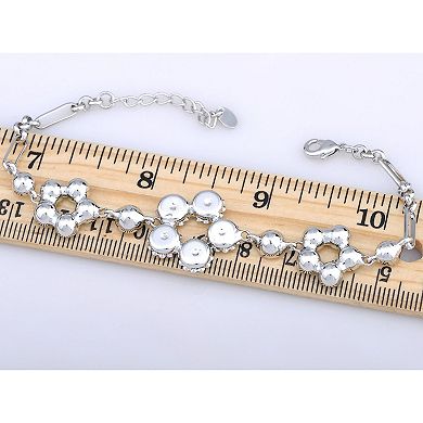 Blue Circle Petal Flower Arrangement Crystal Bracelet Bangle