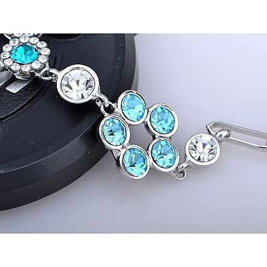 Blue Circle Petal Flower Arrangement Crystal Bracelet Bangle