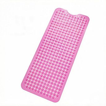 KSIZUIS Red Extra Long Non-Slip Bathtub Mat-39"x16"with Drain Holes&Suction Cups,Machine Washable