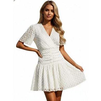 Women's Summer Casual Dresses Short Sleeve V-Neck Beach Vacation Dress