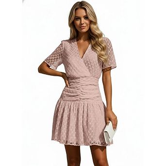 Women's Summer Casual Dresses Short Sleeve V-Neck Beach Vacation Dress