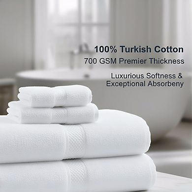 KSIZUIS 8-Piece 100% Turkish Cotton Towel Set-2 Bath,2 Hand Towels & 4 Washcloths,700 GSM,White