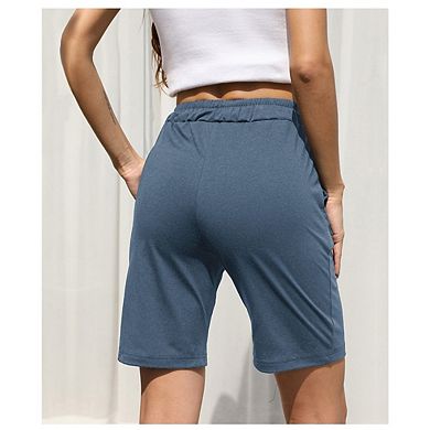 Women's Summer Shorts Drawstring Casual Lounge Sports Knee Length Short