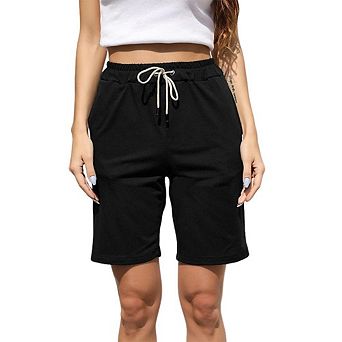 Women's Summer Shorts Drawstring Casual Lounge Sports Knee Length Short