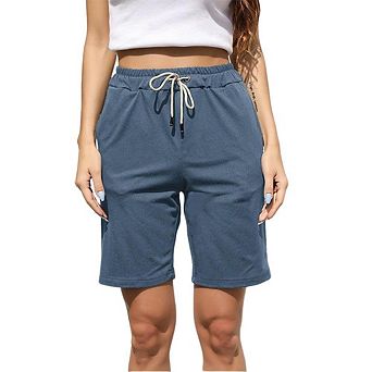 Women's Summer Shorts Drawstring Casual Lounge Sports Knee Length Short