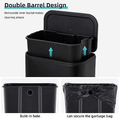 Stainless Steel Kitchen Trash Can with Soft - BPA Free - Large Capacity for Kitchen Use