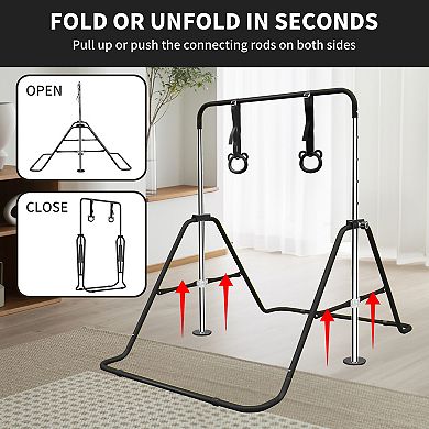 Merax Multi-Functional Adjustable Height Children's Horizontal Gymnastic Bar With Bear Rings