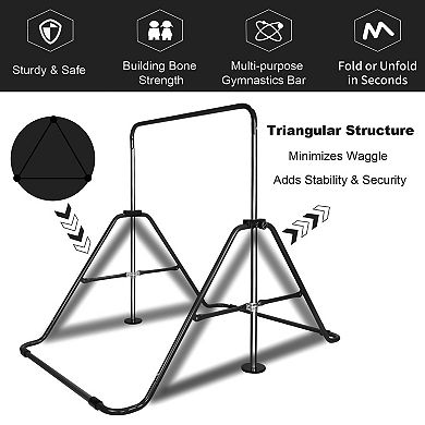Merax Multi-Functional Adjustable Height Children's Horizontal Gymnastic Bar With Bear Rings
