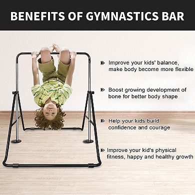 Merax Multi-Functional Adjustable Height Children's Horizontal Gymnastic Bar With Bear Rings