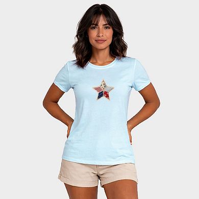 Patriotic Star Faux Patchwork - Women's Short Sleeve Graphic T-Shirt