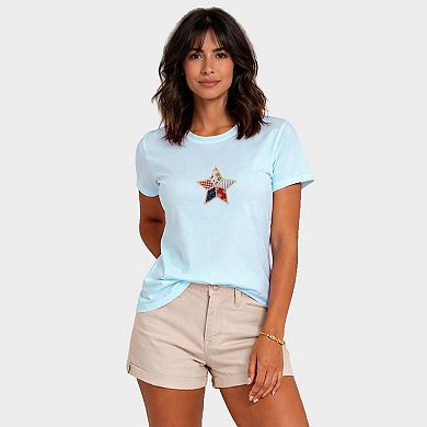 Patriotic Star Faux Patchwork - Women's Short Sleeve Graphic T-Shirt