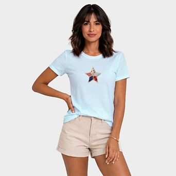 Patriotic Star Faux Patchwork - Women's Short Sleeve Graphic T-Shirt