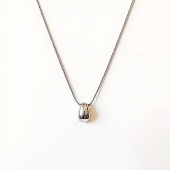Women's Minimalist Teardrop Pendant Necklace with Polished Metal Finish