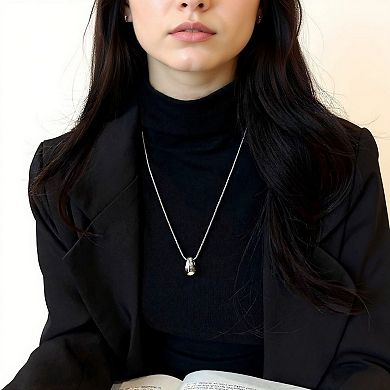 Women's Minimalist Teardrop Pendant Necklace with Polished Metal Finish