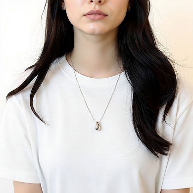 Women's Minimalist Teardrop Pendant Necklace with Polished Metal Finish