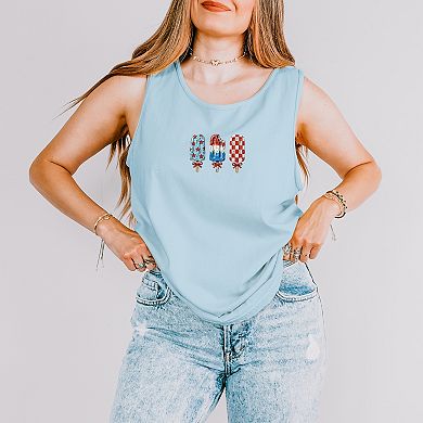 Patriotic Popsicles - Women's Garment Dyed Graphic Tank Top