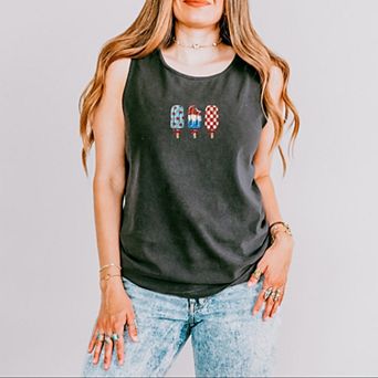 Patriotic Popsicles - Women's Garment Dyed Graphic Tank Top