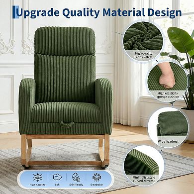 ANIXOL Comfy High Back Rocking Chair with Footrest