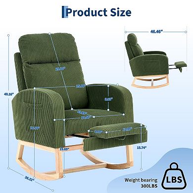 ANIXOL Comfy High Back Rocking Chair with Footrest