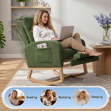 ANIXOL Comfy High Back Rocking Chair with Footrest