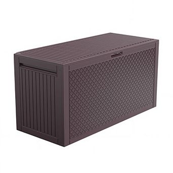 Outdoor Plastic Garden Storage Deck Box Lockable Patio Chest
