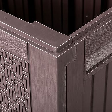 Outdoor Plastic Garden Storage Deck Box Lockable Patio Chest