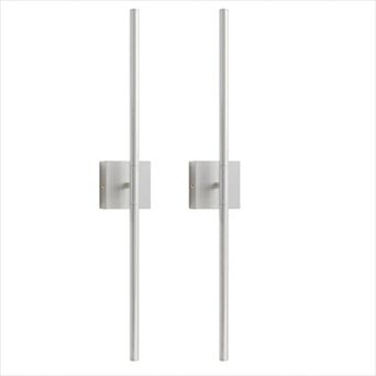 28.3 in Rechargeable Smart Wall Lights 2 Pack Brushed Nickel RGBCW APP Remote Music Sync