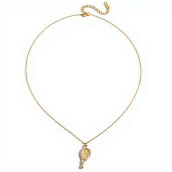 Women's Tennis Racket Pendant Necklace with Delicate Chain and Sparkling Detailed Racket Charm