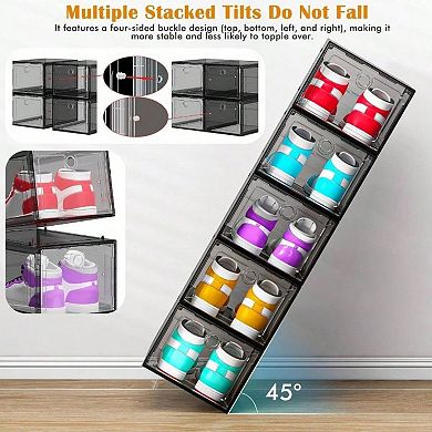 Clear Shoe Storage Boxes with Magnetic Doors for Sneakers, Boots, and More